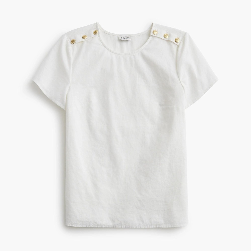 J.Crew Linen-blend button-shoulder‎ shirt Small NWT